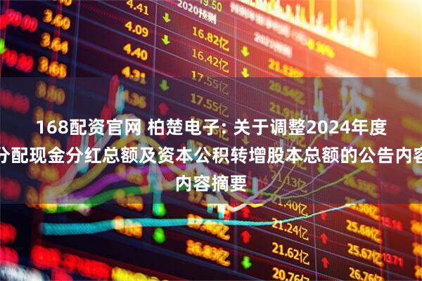 168配资官网 柏楚电子: 关于调整2024年度利润分配现金分红总额及资本公积转增股本总额的公告内容摘要